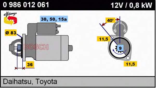 Motor de arranco para Toyota Hiace (H)