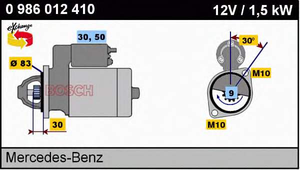 0986012410 Bosch motor de arranco