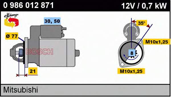 Motor de arranco para Mitsubishi Galant (A12)