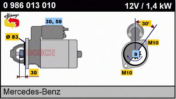 0986013010 Bosch motor de arranco