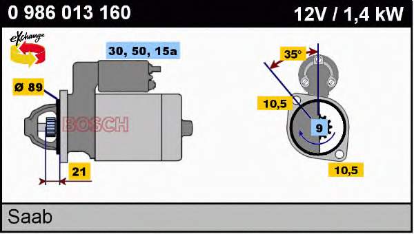 Motor de arranco 0986013160 Bosch