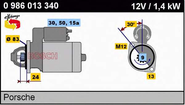 Motor de arranco 0986013340 Bosch