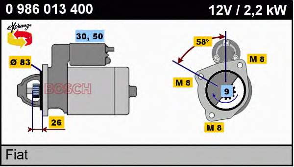 Motor de arranco 0986013400 Bosch