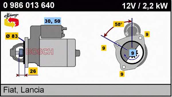 0986013640 Bosch motor de arranco