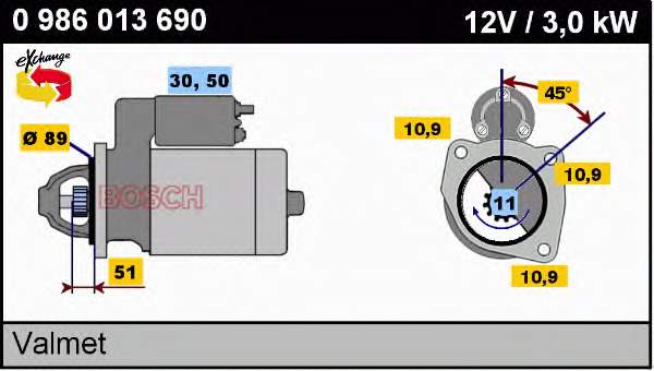 Motor de arranco 0986013690 Bosch