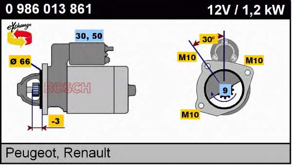 0986013861 Bosch motor de arranco