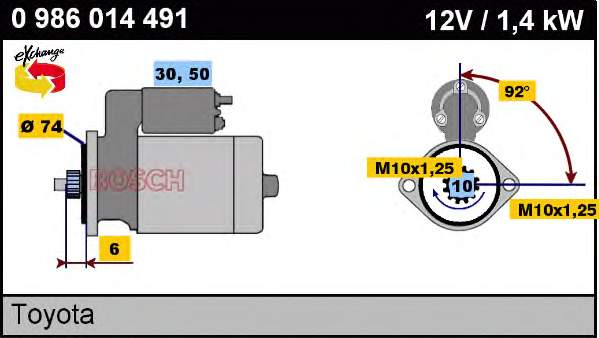 Motor de arranco 0986014491 Bosch