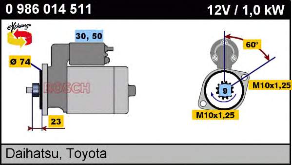 2810072010 Daihatsu motor de arranco