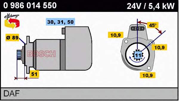 0986014550 Bosch motor de arranco