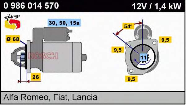 Motor de arranco 0986014570 Bosch