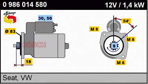 0986014580 Bosch motor de arranco