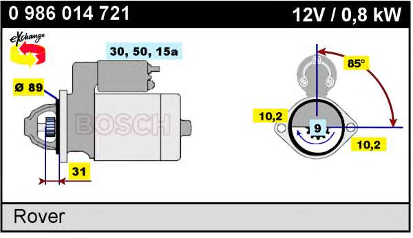 0986014721 Bosch motor de arranco