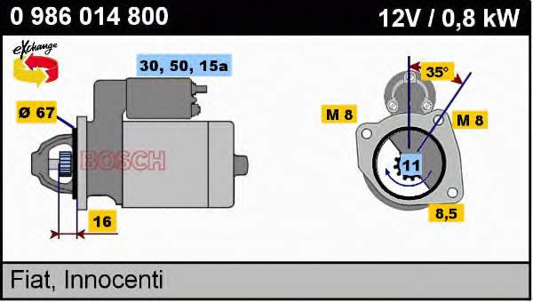 0986014800 Bosch motor de arranco