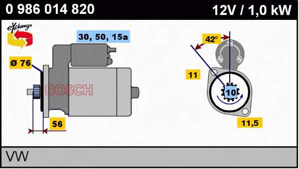 0986014820 Bosch motor de arranco