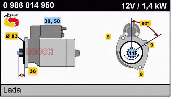 0986014950 Bosch motor de arranco