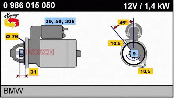 0986015050 Bosch motor de arranco