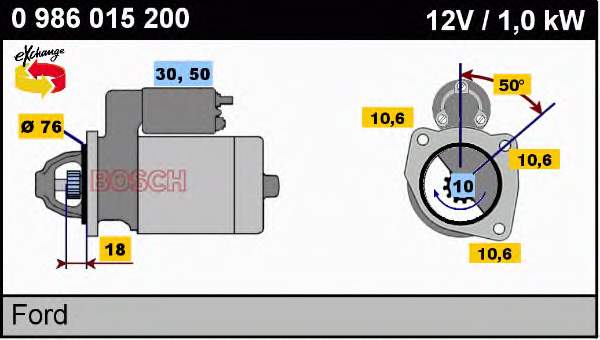 0986015200 Bosch motor de arranco