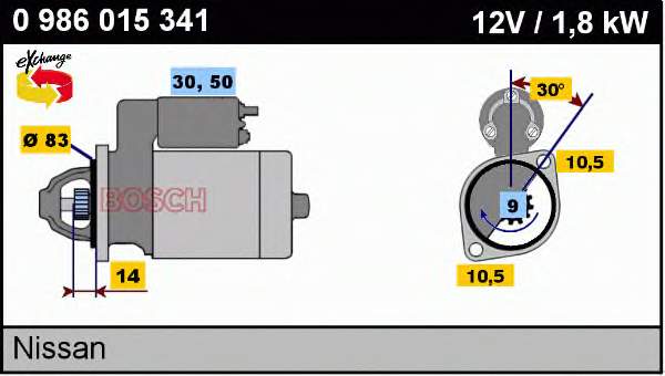 Motor de arranco 0986015341 Bosch