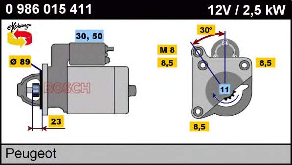 0986015411 Bosch motor de arranco