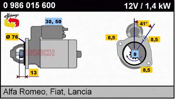 0986015600 Bosch motor de arranco