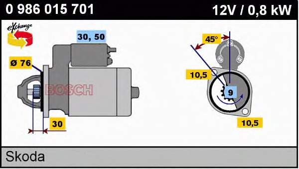 0986015701 VAG motor de arranco