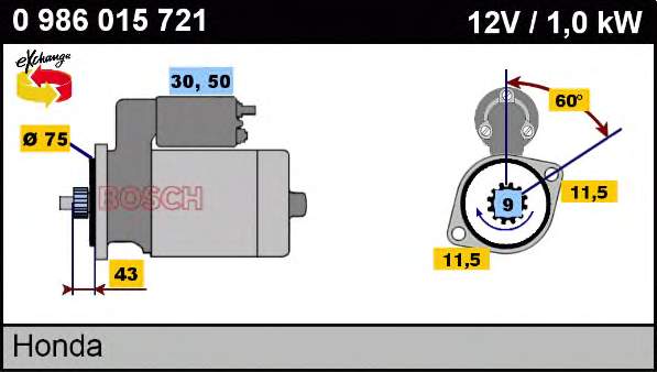 Motor de arranco para Honda Legend (HS, KA)