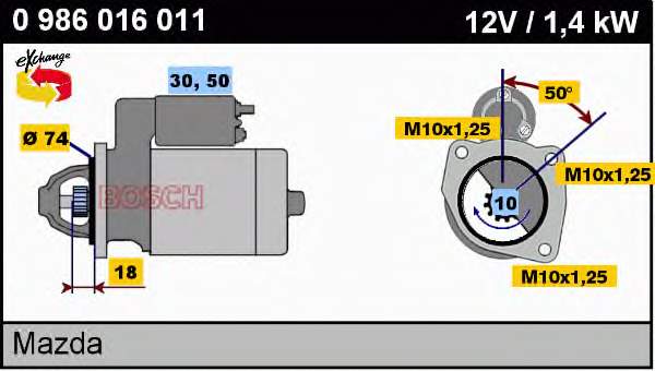 0986016011 Bosch motor de arranco