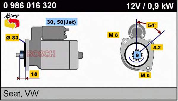 0986016320 Bosch motor de arranco