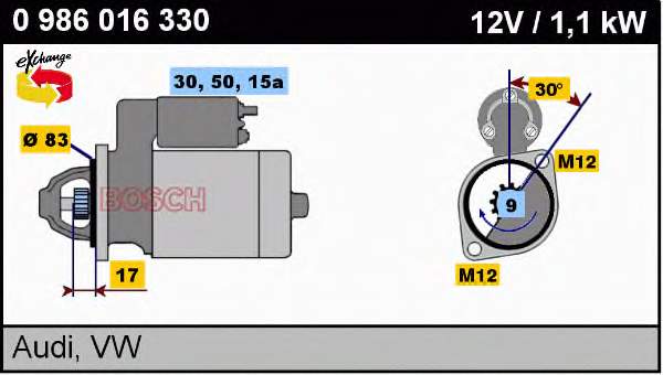 0986016330 Bosch motor de arranco