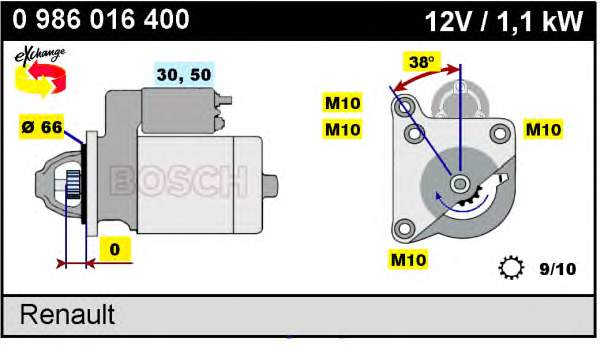 0986016400 Bosch motor de arranco