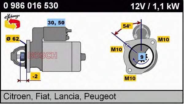 0986016530 Bosch motor de arranco