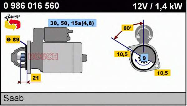 0986016560 Bosch motor de arranco