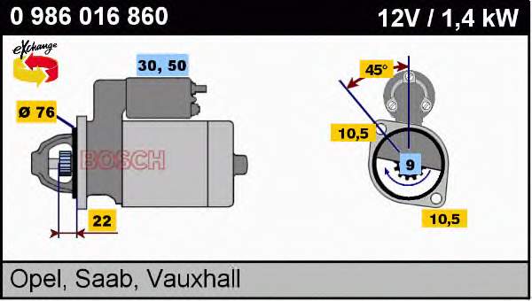 0986016860 Bosch motor de arranco