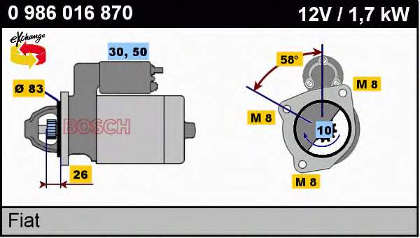 0986016870 Bosch motor de arranco
