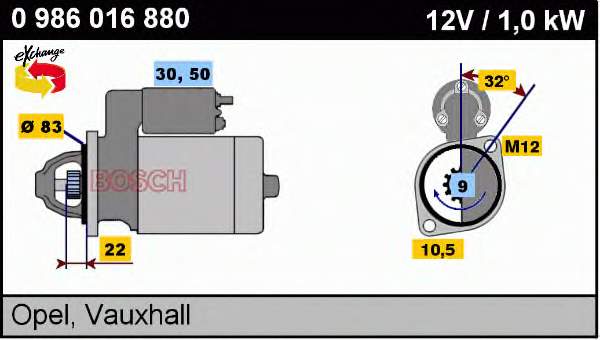 0986016880 Bosch motor de arranco