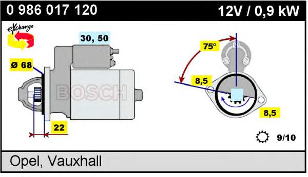 0 986 017 120 Bosch motor de arranco