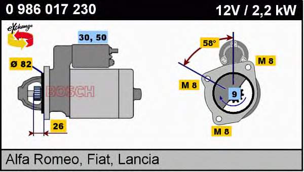 0986017230 Bosch motor de arranco