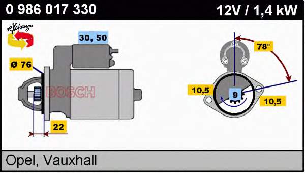 Motor de arranco 0986017330 Bosch