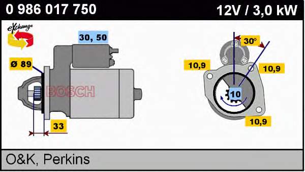 0986017750 Bosch motor de arranco