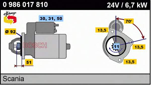 0986017810 Bosch motor de arranco