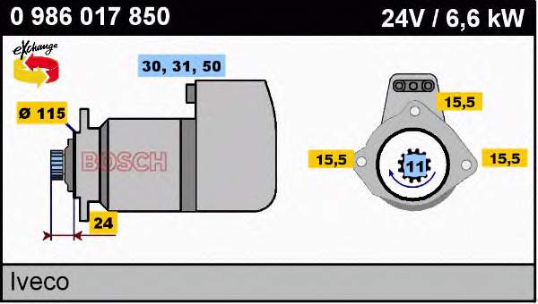 0986017850 Bosch motor de arranco