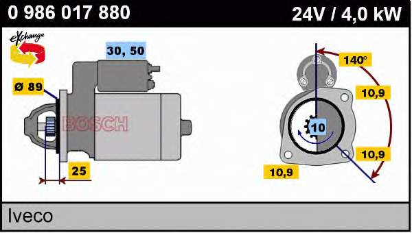 Motor de arranco 0986017880 Bosch