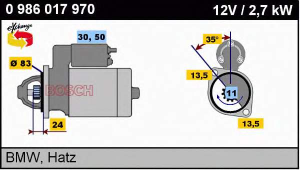 0986017970 Bosch motor de arranco