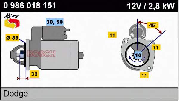 0986018151 Bosch motor de arranco