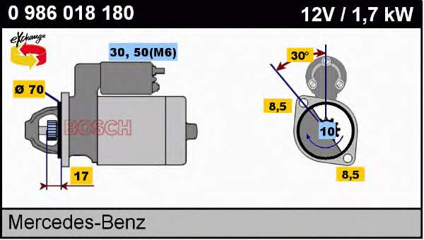 0 986 018 180 Bosch motor de arranco