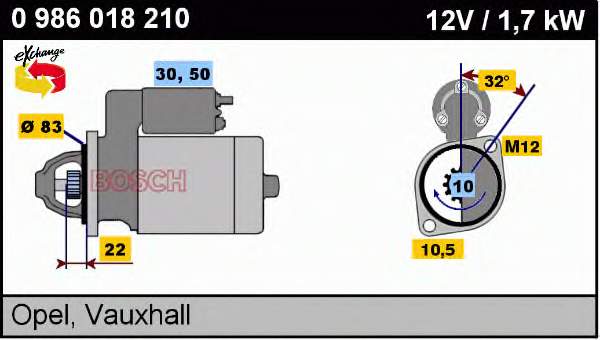 0986018210 Bosch motor de arranco