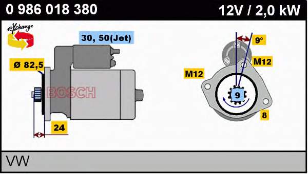 0986018380 Bosch motor de arranco