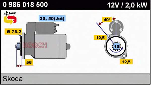 0 986 018 500 Bosch motor de arranco