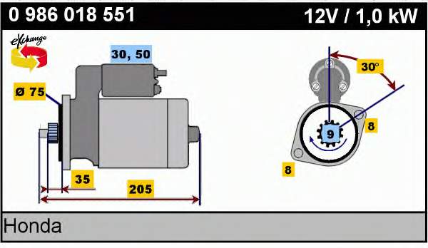 0986018551 Bosch motor de arranco