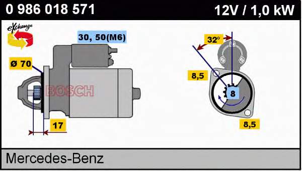 0986018571 Bosch motor de arranco